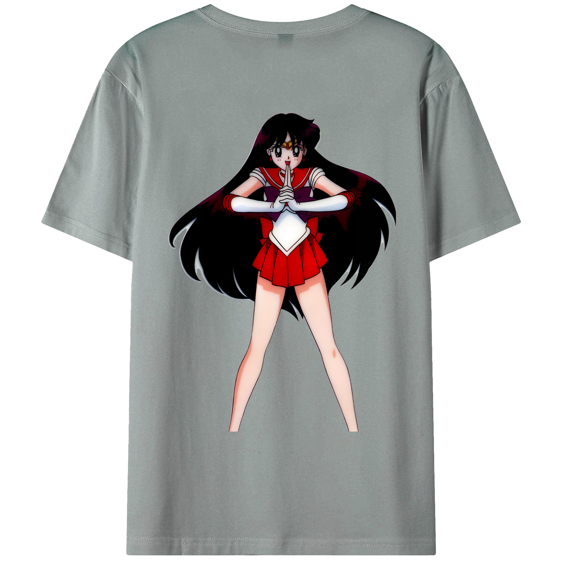 （画像用） 美少女戦士セーラームーン 火野レイ ひの レイ Sailor Moon Hino Rei （セーラーマーズ,Sailor Mars） 綿100％ メンズ半袖Tシャツ（バックプリント） 通気性